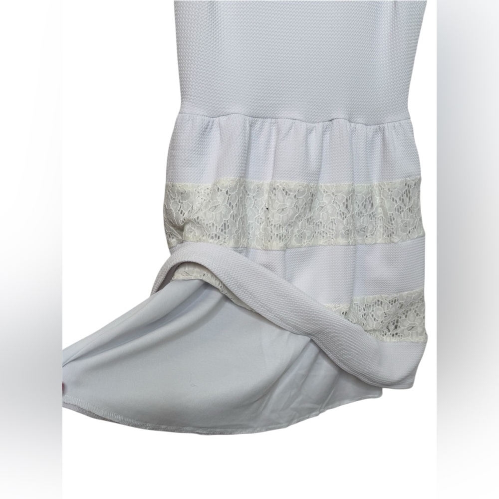 City Studio White Lace Mini Dress Lined Zip Up Size 5 - Picture 6 of 10